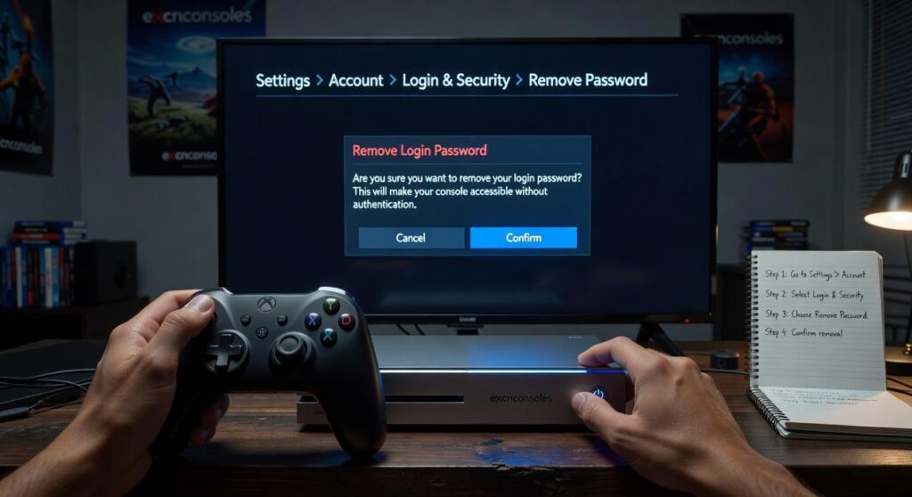how to remove your login password excnconsoles